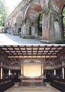 ㊤国宝となる南禅寺境内の水路閣（20日午後2時）<br>㊦建中寺徳川家御霊屋の内部は保存状態が良い極彩色で彩られている（名古屋市教育委員会提供）