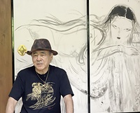 「お稲荷さんの由来を神話やファンタジーと捉えて描いた」と話す天野喜孝氏