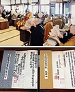 ㊤楳森住職（中央）を導師に営まれた大般若経600巻写経満願法要<br>㊦楳森住職自筆の大般若経