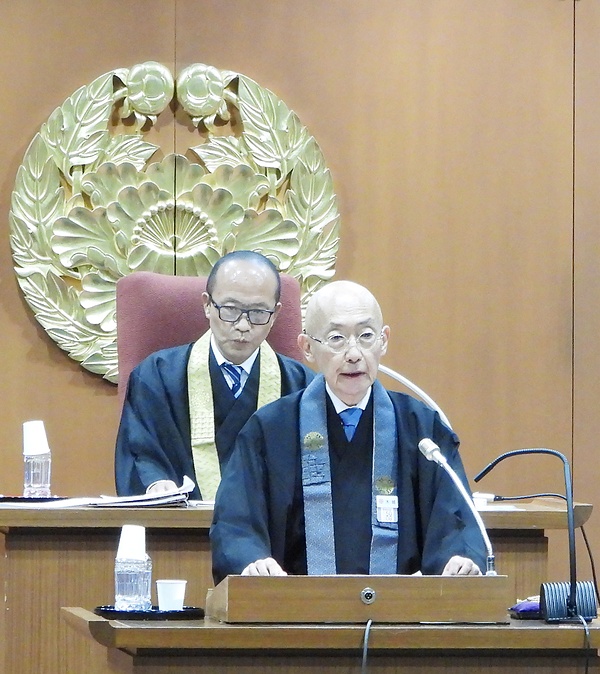 「真宗本廟と大谷祖廟は『両廟』として護持されてきた」と述べる木越渉宗務総長