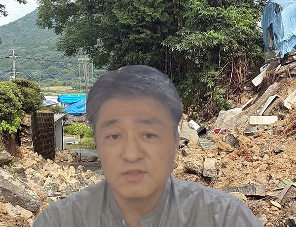 オンラインで報告する稲場代表。自身も被災地を巡り、自治体との調整に取り組む
